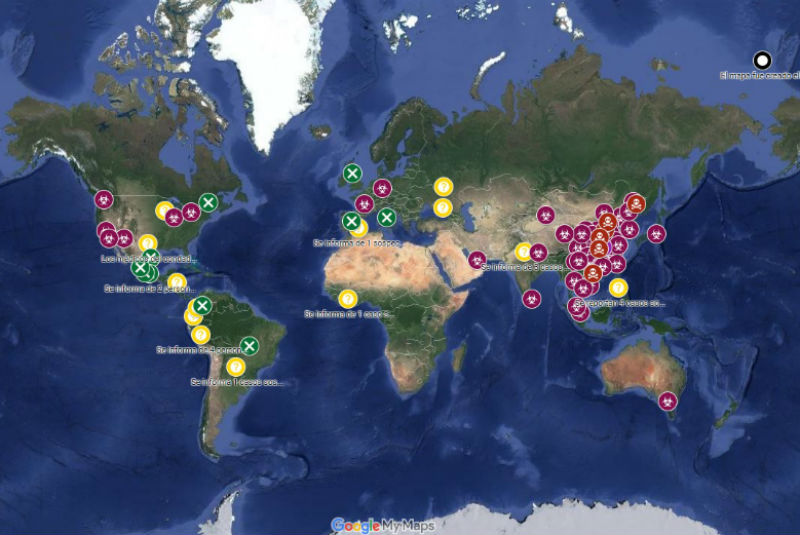 Google Maps lanza mapa en tiempo real sobre el coronavirus. Noticias en tiempo real