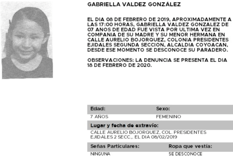 Gabriella Valdez González tiene 7 años y desapareció en Coyoacán; activan Alerta Amber. Noticias en tiempo real