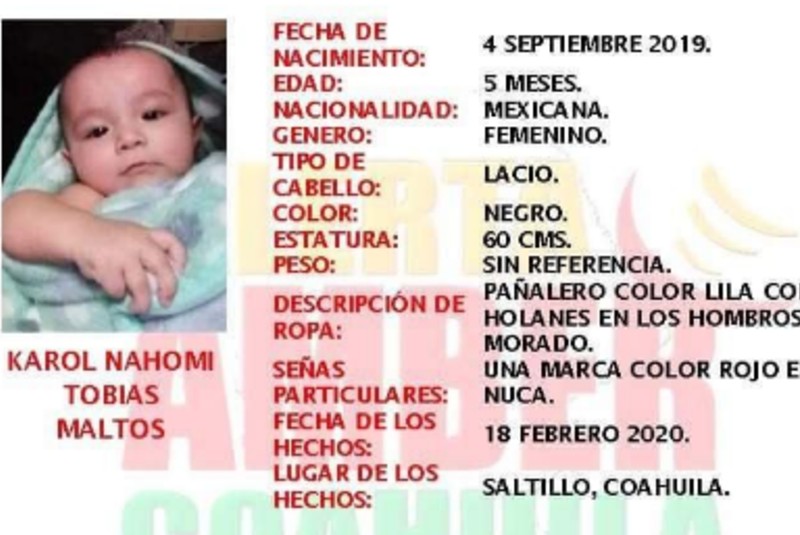 Detienen a sospechoso de feminicidio de Karol, bebé de 5 meses raptada en Saltillo. Noticias en tiempo real