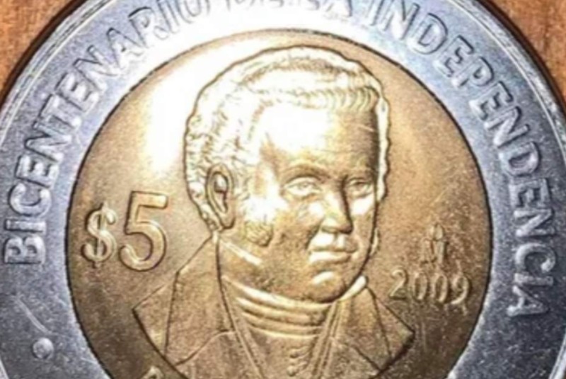 Moneda de 5 pesos de Pedro Moreno se vende hasta en mil 500 pesos. Noticias en tiempo real