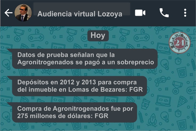 Mensajes de WhatsApp sobre la aAudiencia de Lozoya