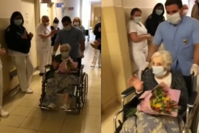 Abuelita de 101 años es dada de alta tras 36 días internada por Covid-19