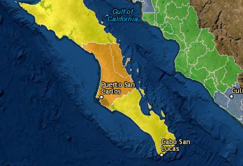 Alerta Amarilla en Baja California Sur por tormenta tropical Genevieve