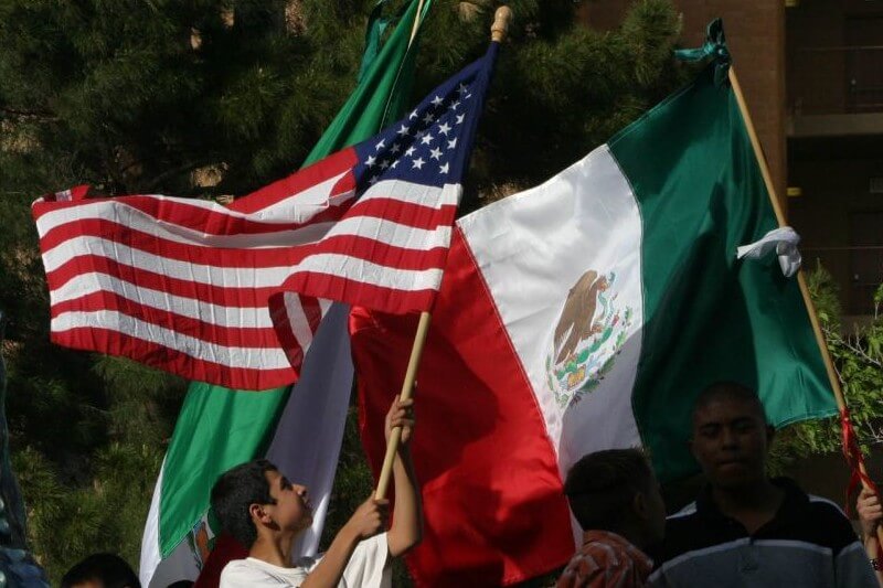 Bandera de México y Estados Unidos