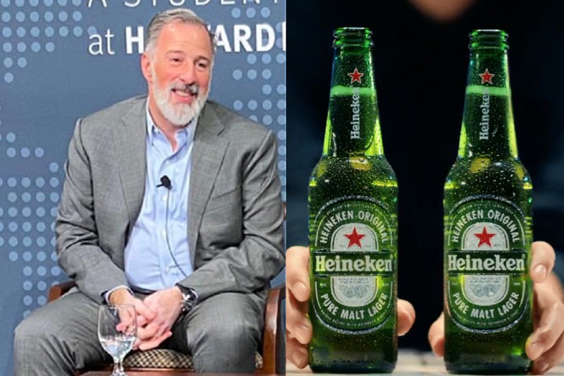 Collage, José Antonio Meade y dos botellas de Heineken