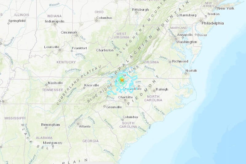 sismo en Carolina del Norte