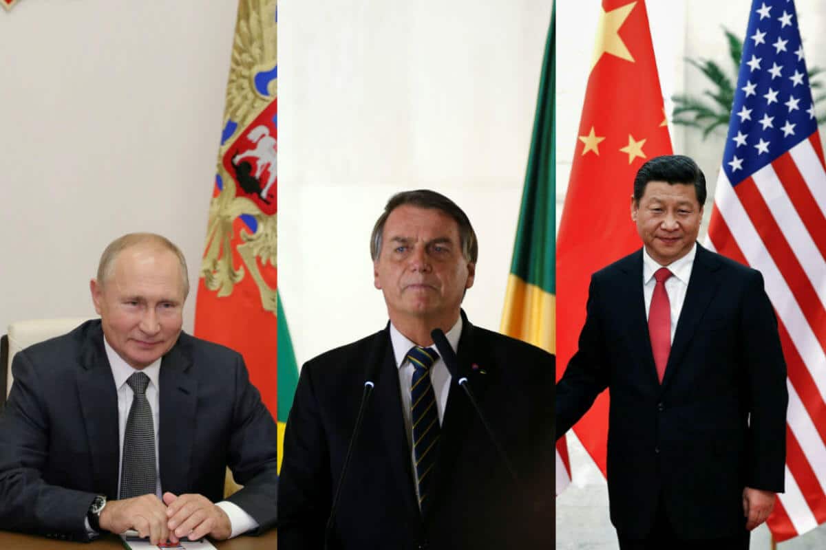 Los presidentes son: China, Xi Jinping; Brasil, Jair Bolsonaro, Rusia, Vladimir Putin