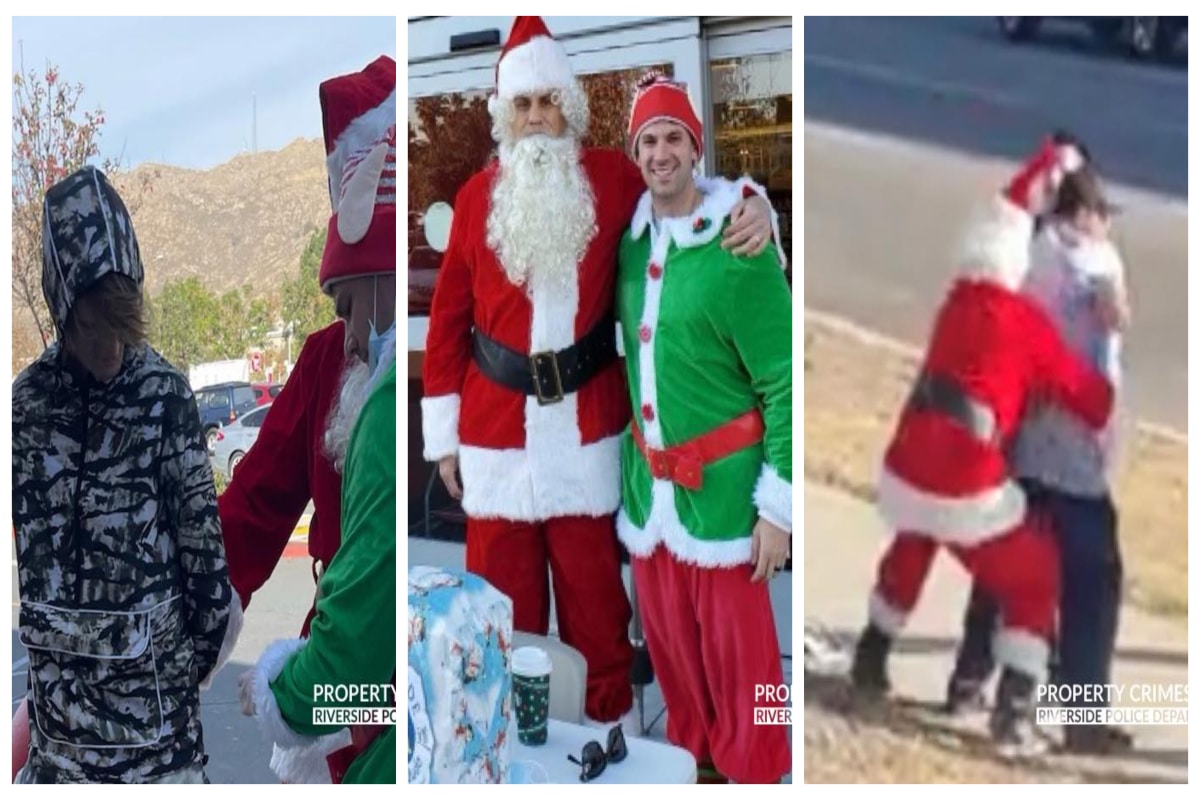 Dos agentes de policía en Riverside, California (Estados Unidos), sorprendieron en las redes sociales por vestirse como Santa Claus y su elfo para detener a