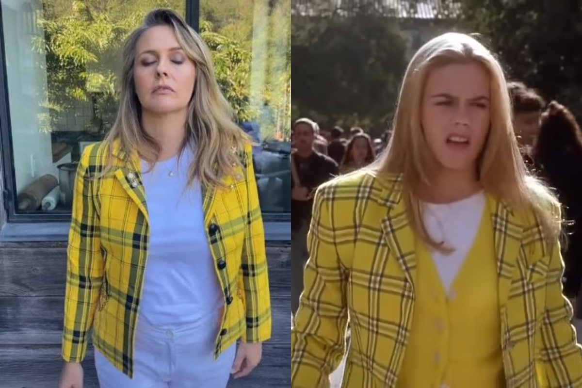 Alicia Silverstone recreating her iconic Cher's "as if" scene in Clueless