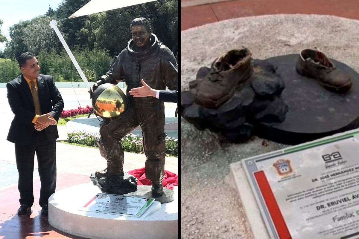 Roban en Zinacantepec estatua en honor al astronauta mexicano José Hernández