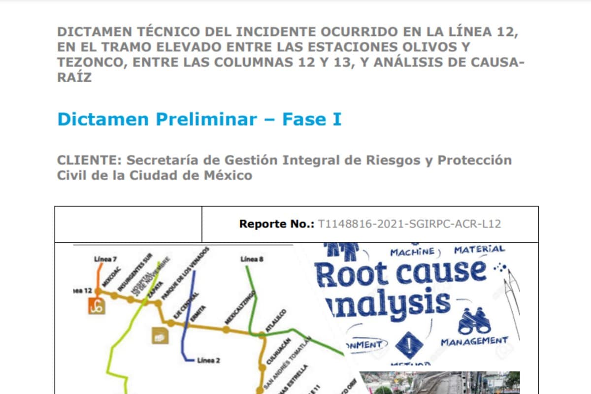 El gobierno de la Ciudad de México presentó la primera parte del peritaje realizada a la Línea 12 del Metro.
