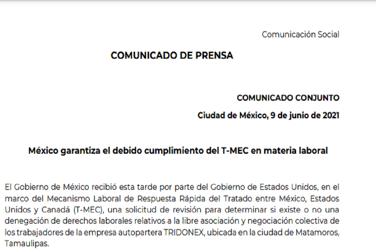 México revisará solicitud de Tridonex de EU