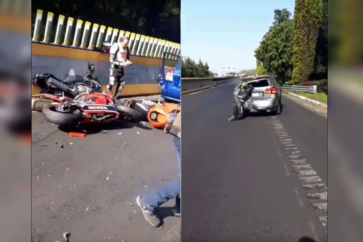 Video: Motociclistas heridos tras impactarse en "La Pera" en la México-Cuernavaca