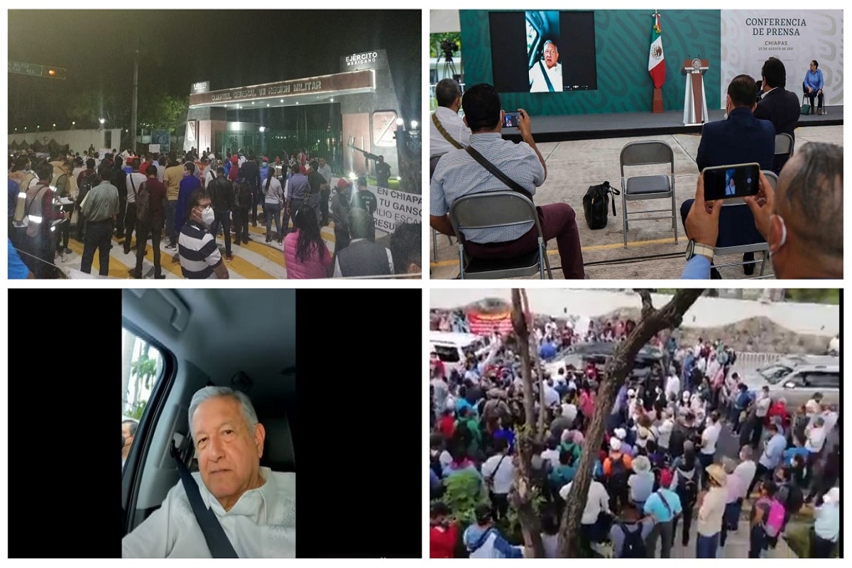 AMLO fue bloqueado por la CNTE en Chiapas