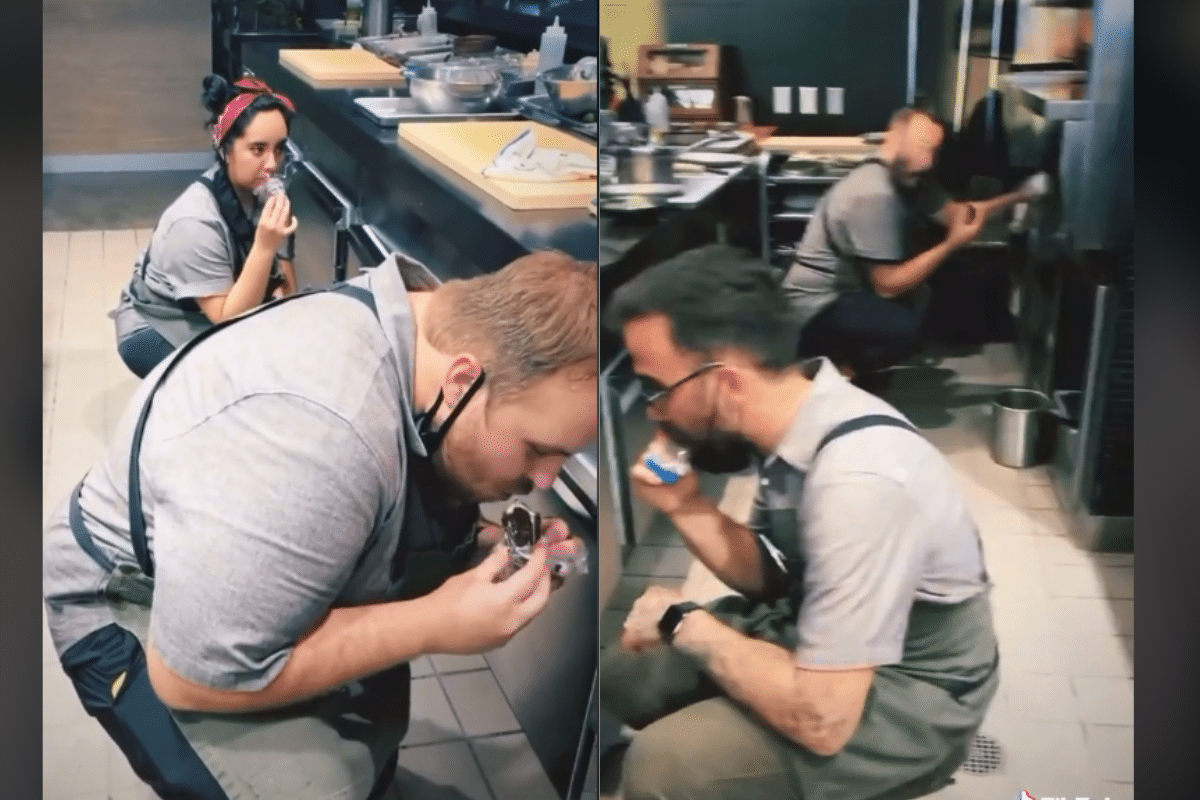 Tik Tok exhibe cómo comen empleados de restaurante: agachados y escondidos