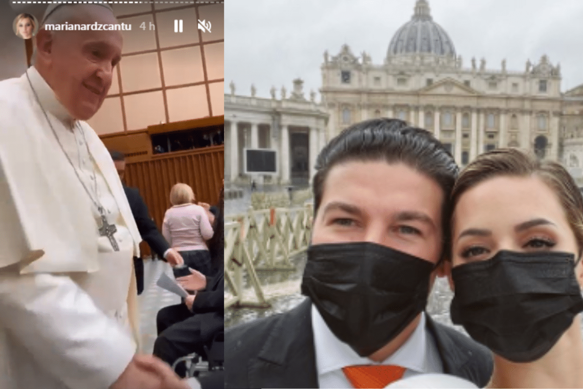 Mariana Rodríguez y Samuel García se toman fotos con el Papa Francisco en el Vaticano