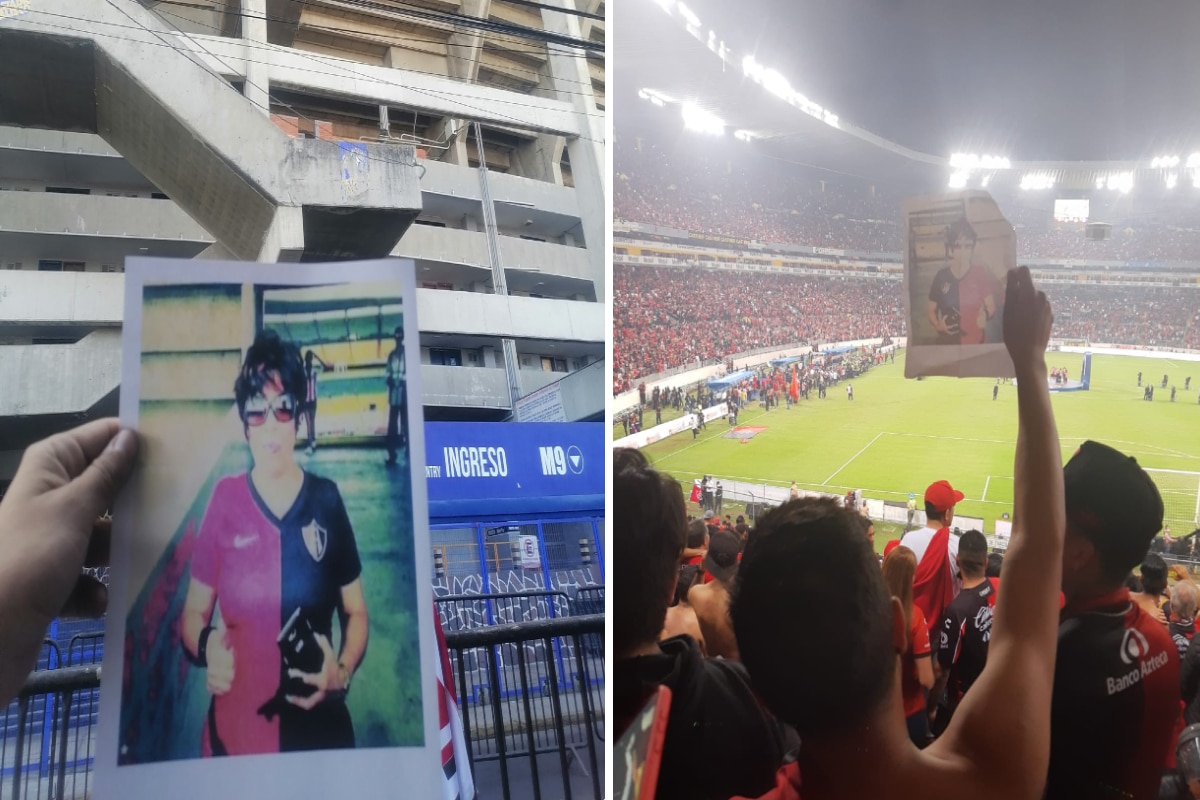 Foto: @komalxatlas | El usuario acudió al estadio a ver campeón al Atlas con una foto de su madre.