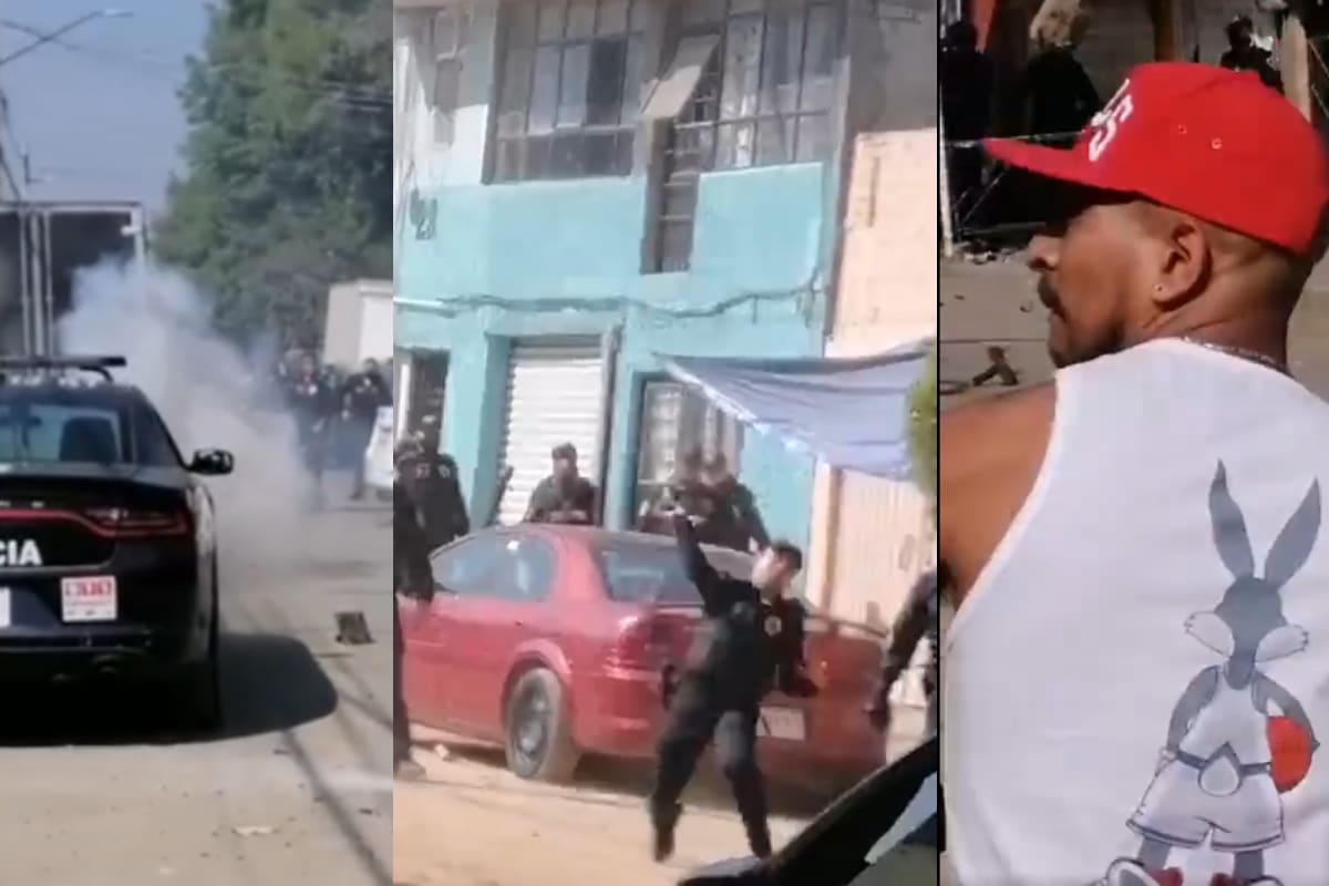 Foto: Captura de pantalla. Vecinos de Peñón de los Baños y policías se enfrentaron esta tarde.