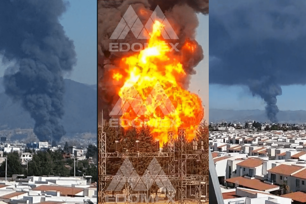 Foto: Se registra un fuerte incendio de una fábrica de pinturas en la Zona Industrial de Lerma, Estado de México