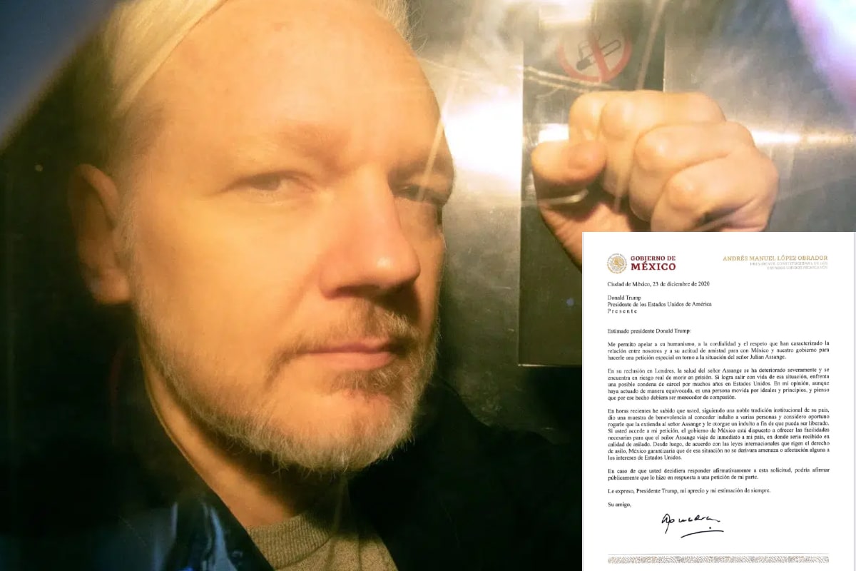 Fotos: AFP/Especial. El Presidente reveló la carta que envío a Trump en la que pidió el indulto presidencial para Assange.