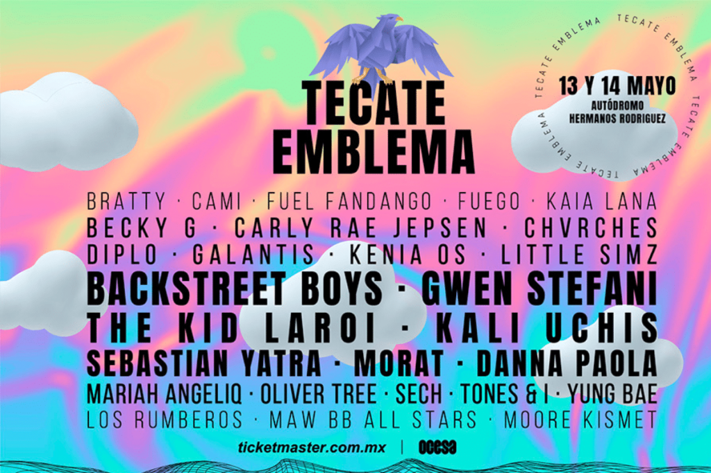 Foto: Twittero / @TecateEmblema | ¡Ya salió! Tecate Emblema revela su cartel 2022, Danna Paola, Backstreet Boys y Gwen Stefani entre los artistas