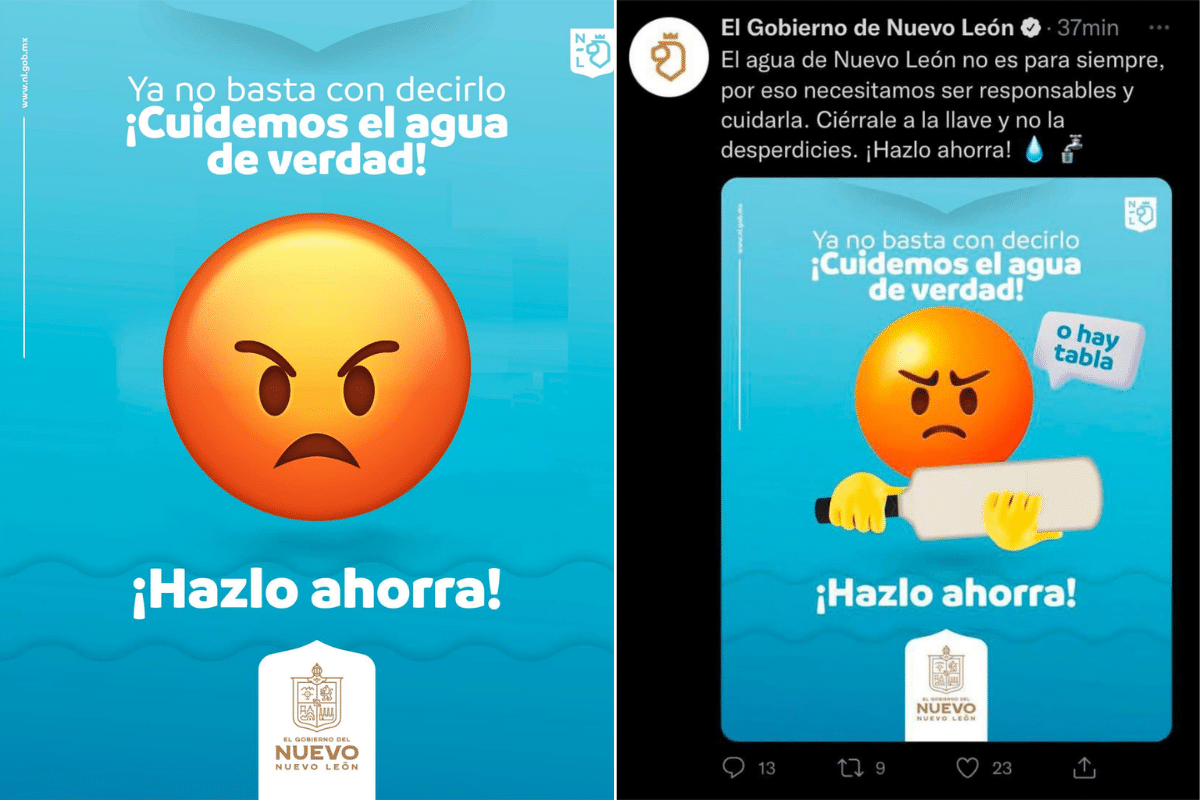 Foto: Facebook@gobiernonuevoleon | Ante la sequía que se presenta en Nuevo León, el gobierno estatal ha lanzado una camapaña publicitaria para genera conciencia sobre el cuidado del agua