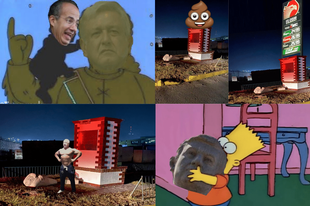 Foto: Redes | Tras el derrumbe de la estatua de Andrés Manuel en Atlacomulco, usuarios en redes sociales compartieron sus mejores memes