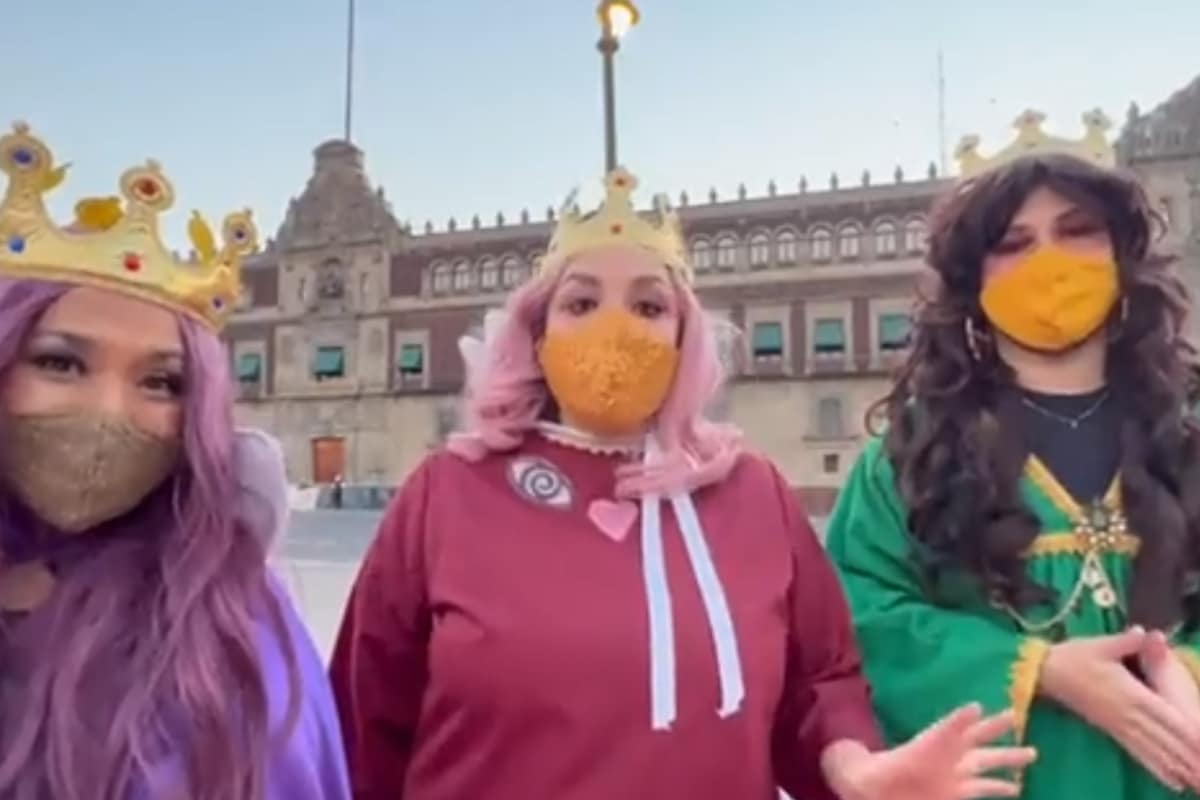Foto: Captura de video. Las Reinas Magas estuvieron en Palacio Nacional para entregar un informe de Redim.