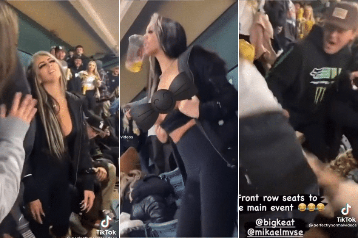 Foto: Captura de video | Mientras unos aplaudían, una mujer encaró a la joven en topless y le dijo que no se anduviera exhibiendo en público