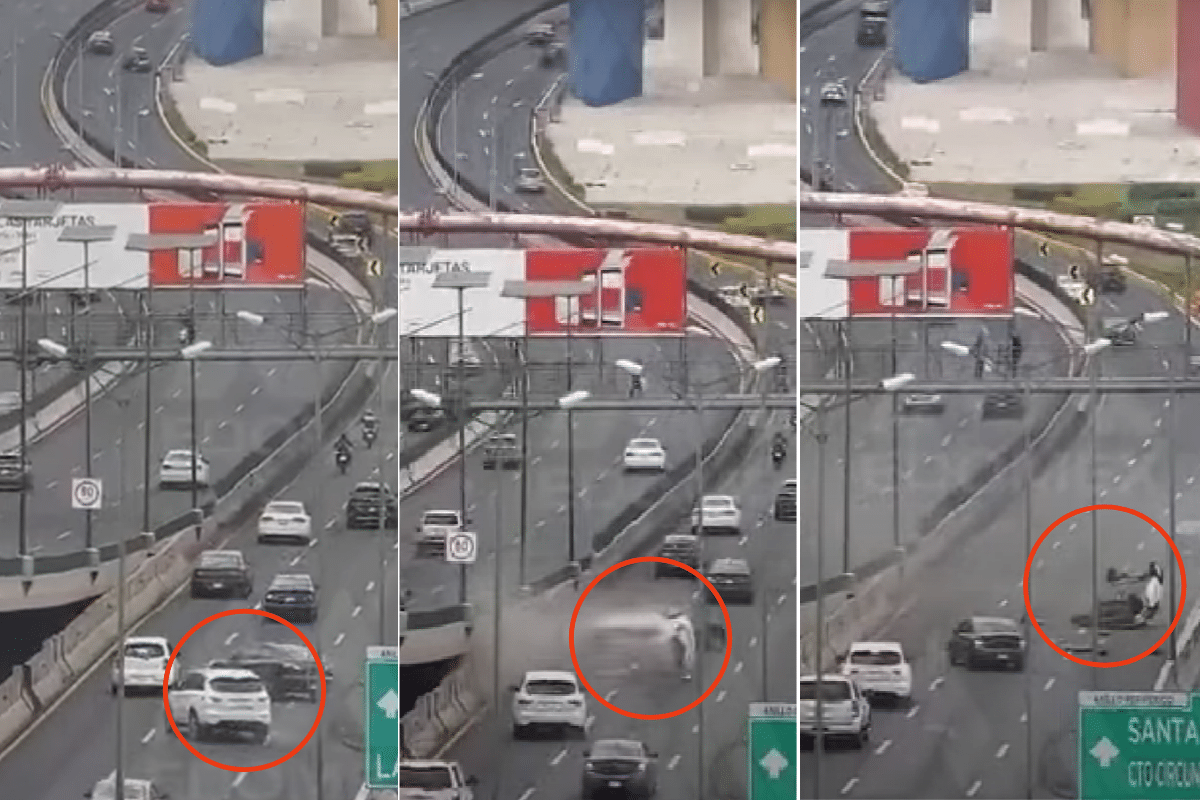 Foto: Captura de video | Un automóvil quedó volcado tras el aparatoso choque en Periférico