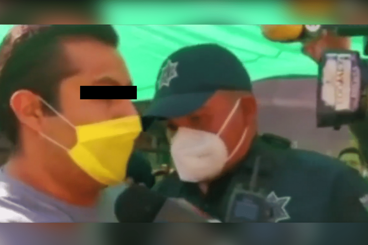 Foto: Captura de video | El detenido recibió una sanción de 8 horas de arresto por no usar el cubrebocas