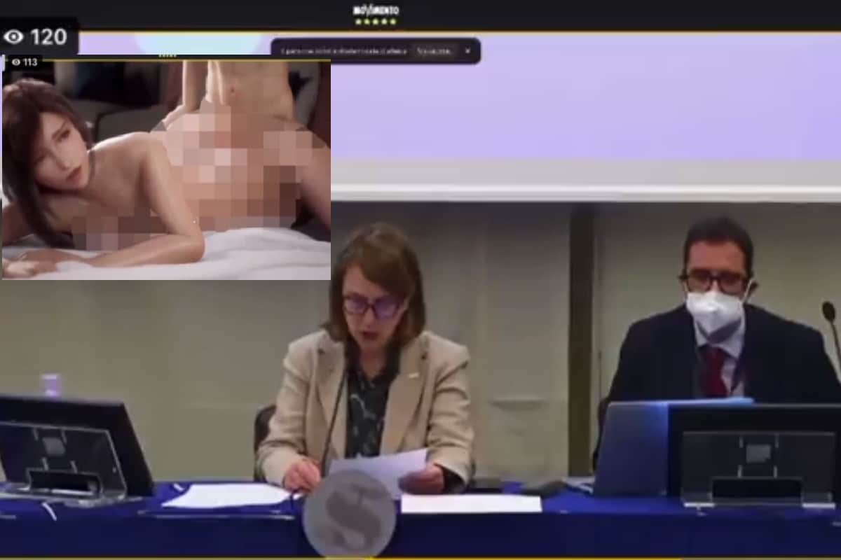Foto: @FrancescoDonald | La reunión virtual fue interrumpida por una escena sexual de personajes de videojuego.