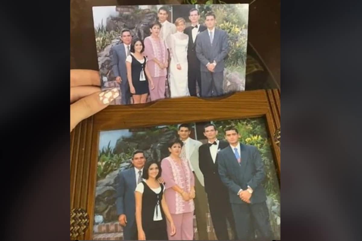 La suegra de la novia editó la foto para eliminarla.