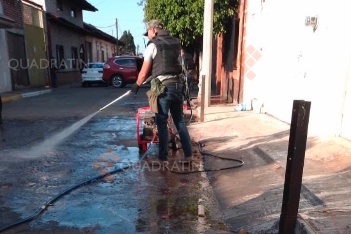 Difunden imágenes de limpieza de zona del ataque en Marcos Castellanos 