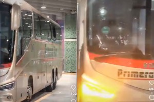 VIDEO. Apedreado llega autobús de pasajeros al AIFA