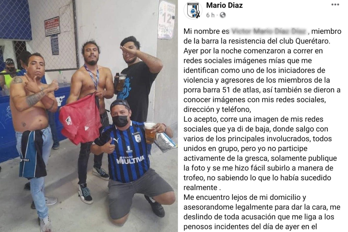 Un presuntos barrista del Querétaro emitió un mensaje en redes sociales.