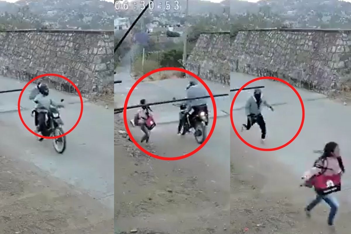 Foto: Captura de pantalla|Mujer se salva de ser asaltada en la calle por dos sujetos en moto