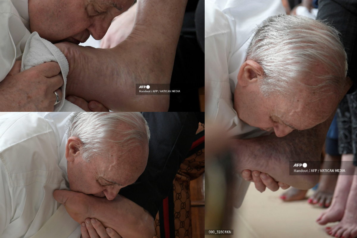 Este jueves el Papa celebró el lavado de pies en una cárcel de Italia.
