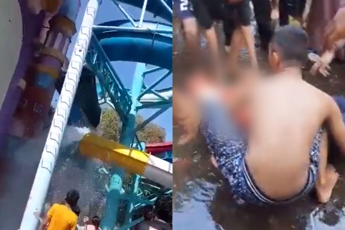 Foto:Captura de pantalla|¡Tragedia! Colapsa tobogán acuático… deja personas heridas