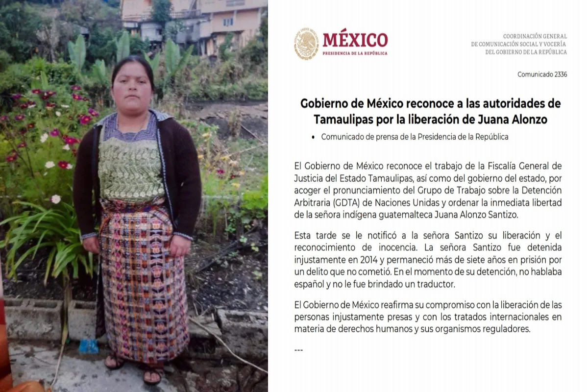 Juana Alonso Santizo fue liberada tras más de siete años de prisión en México.