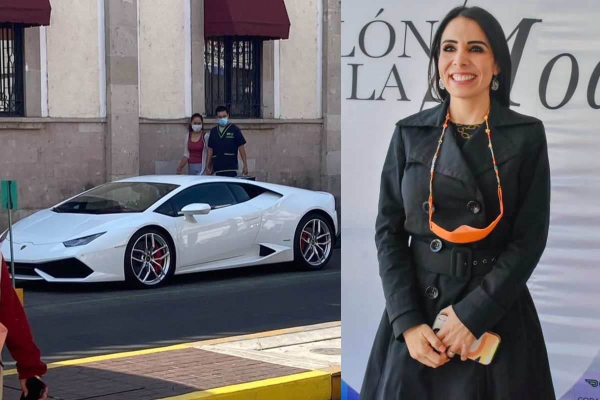 El Lamborghini fue visto al exterior de de Presidencia Municipal de Moroleón.