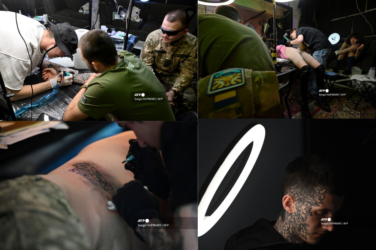 Foto: AFP | Patriotas se tatúan en pro del ejercito ucraniano en el festival “Art Weapon” de Kiev