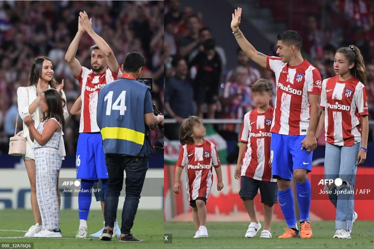 Homenaje de Atlético de Madrid a Héctor Herrera y Luis Suárez.