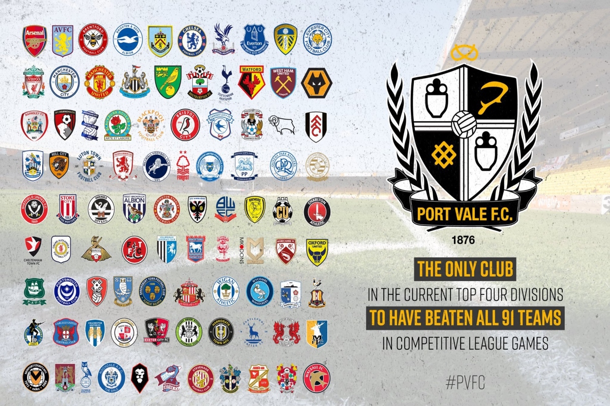 Port Vale se convierte en el único en vencer a 91 clubes las 4 divisiones - 24 Horas
