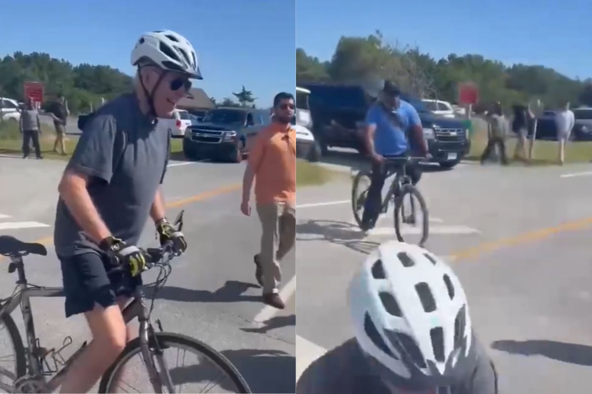 Captura de pantalla|¡Sopas! Video: Así se cayó el presidente Biden de su bicicleta