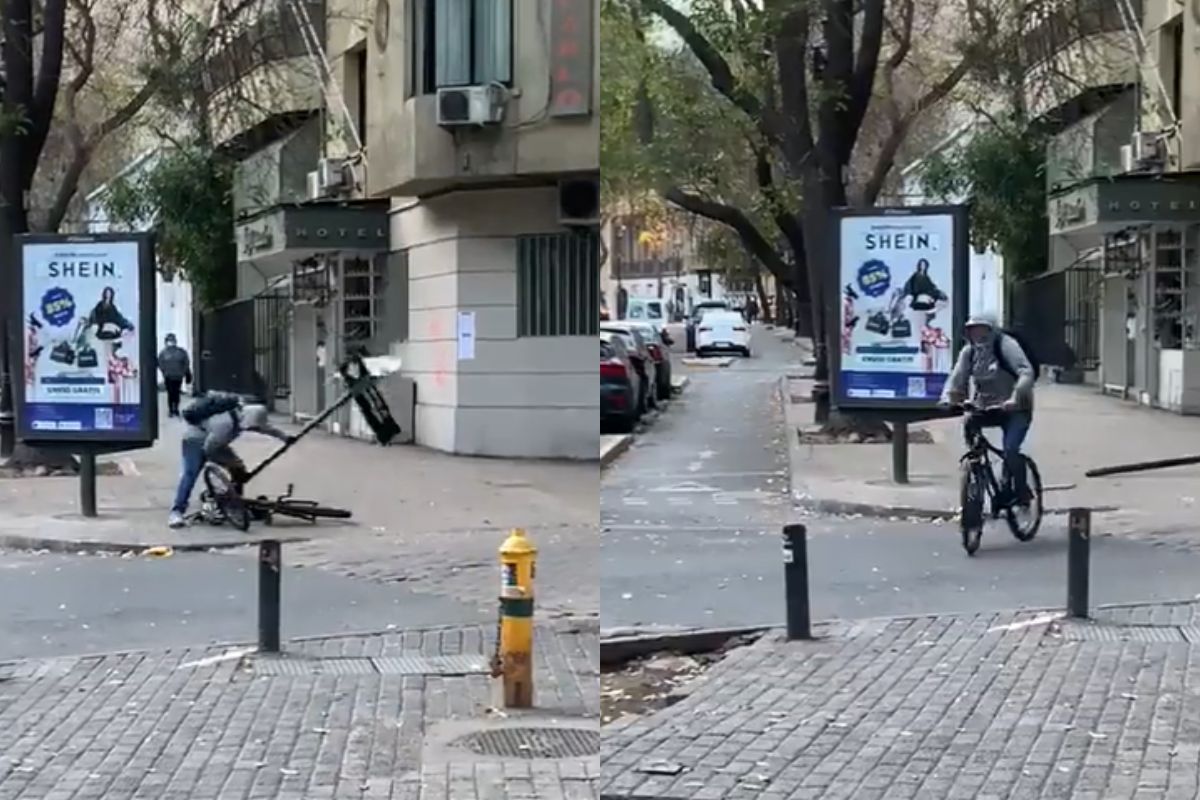 Foto:Captura de pantalla|¡El descaro! Video: Ratero zafa poste del suelo para robar bicicleta