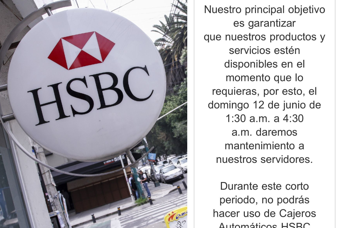 HSBC informó que suspenderá sus servicios este fin de semana.