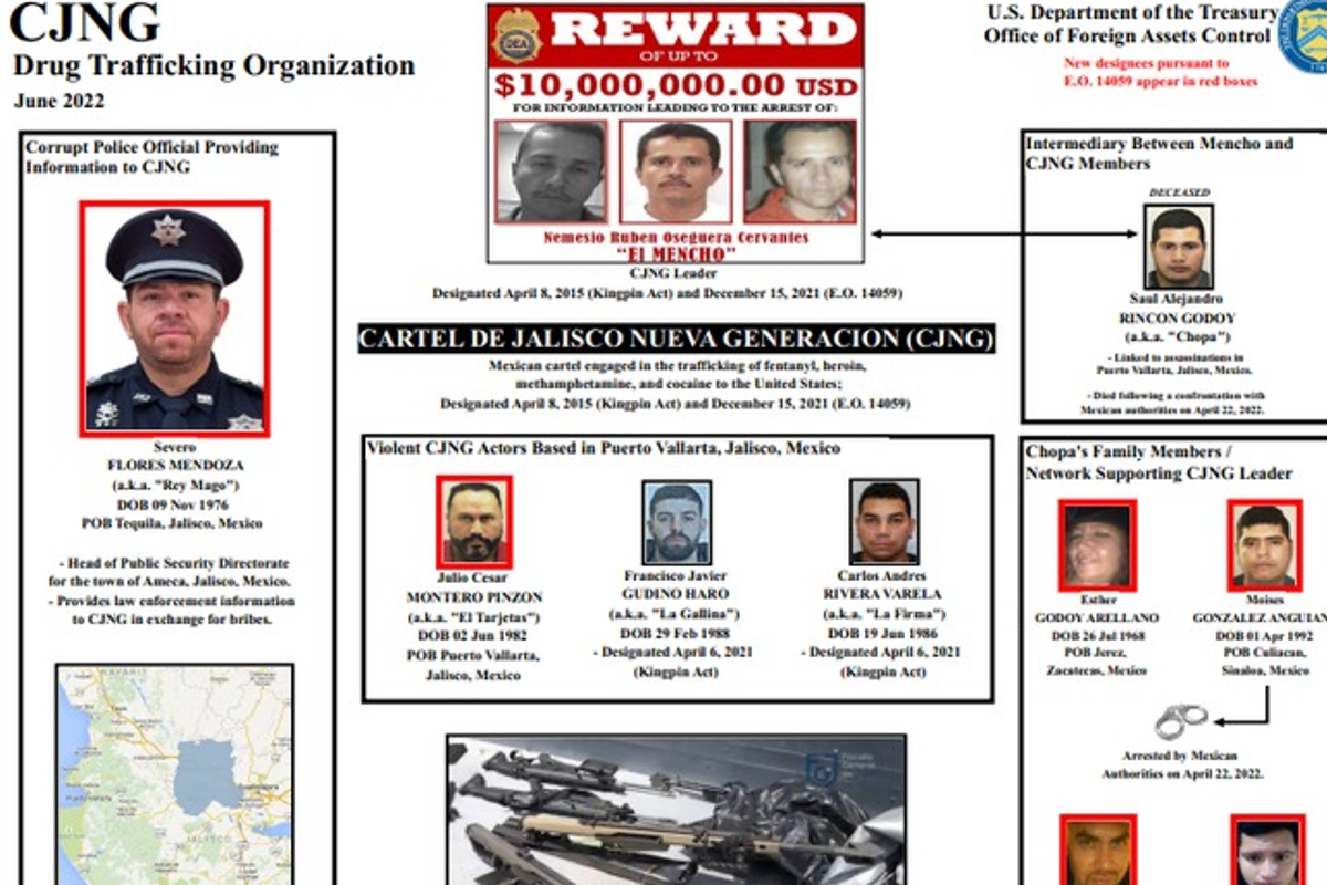 La OFAC designó a 6 mexicanos a su "lista negra", uno es un jefe policial.