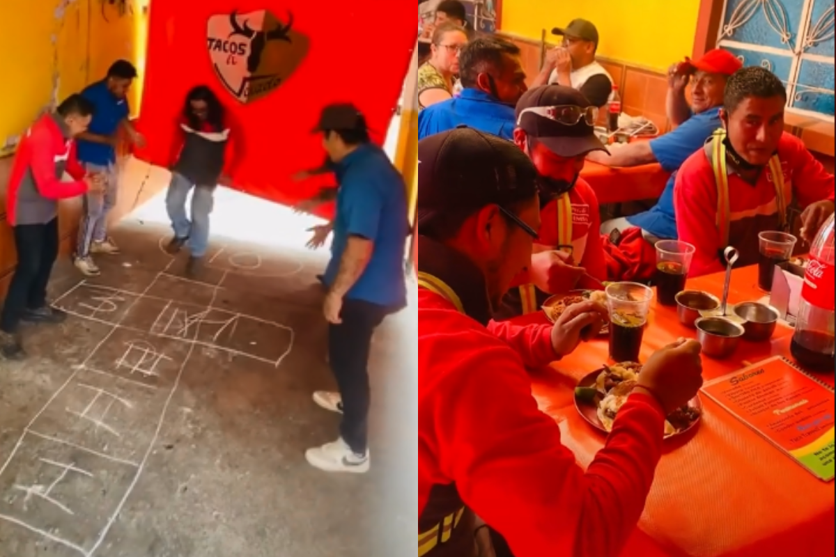 Foto: TikTok / @tacoselvenaoo | VIDEO: ¡El poder de los tacos! Trabajadores de Pepsi y Coca-Cola comen y juegan avioncito juntos