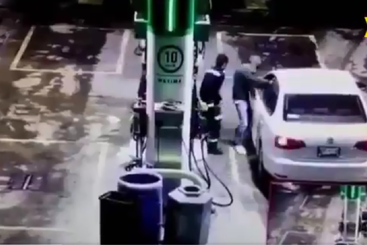 Asalto en gasolinera, captado en video.